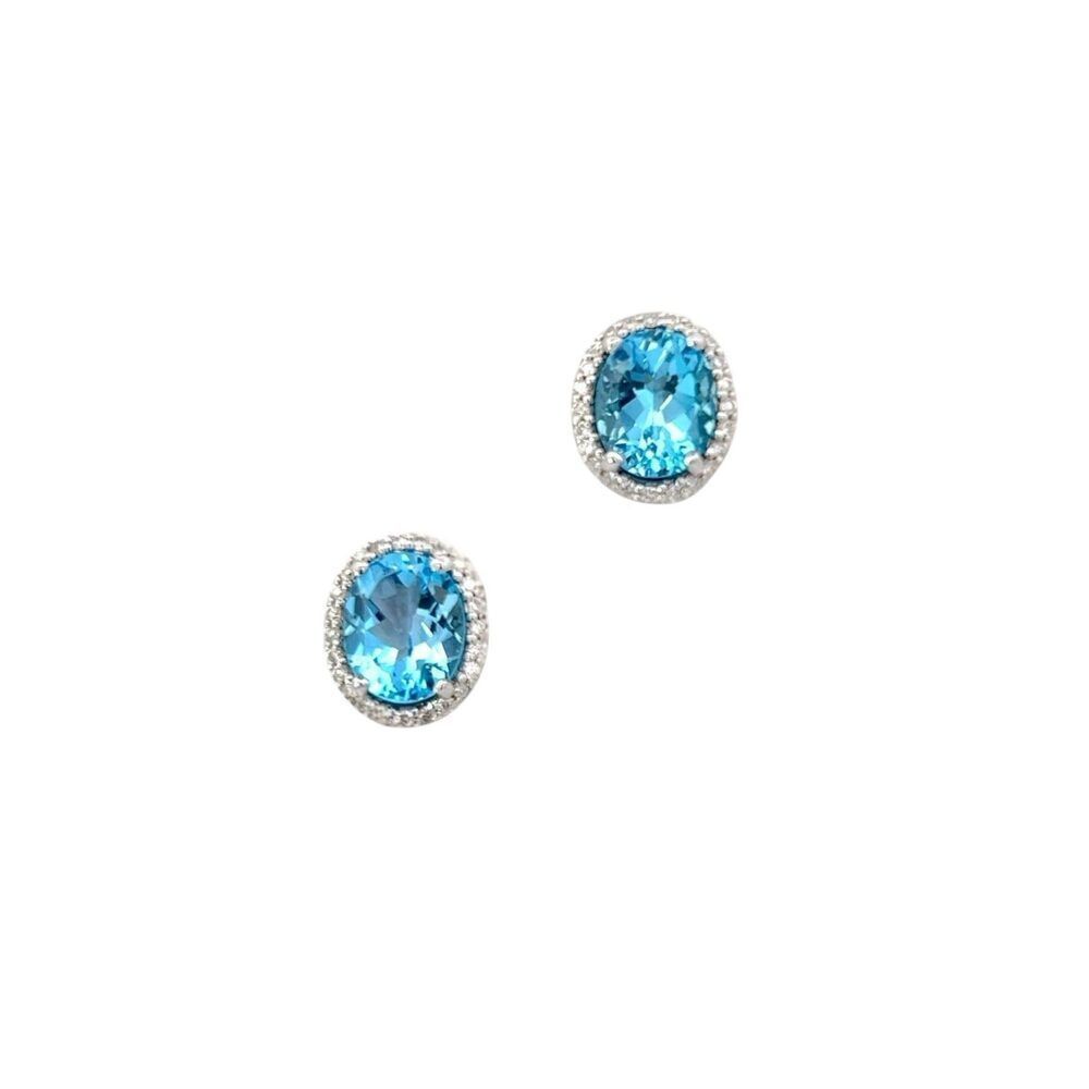 Natural Topaz Diamond Stud Earrings 14k W Gold 6.98 TCW Certified $3,950 311644